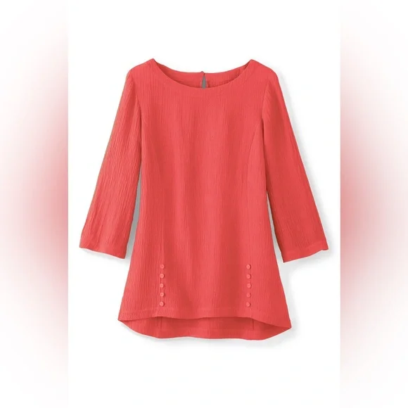 Soft Surroundings SET Oceo Gauze Deep Sea Coral Tunic Wide-Leg Pants NWT Size XL - Picture 6 of 7